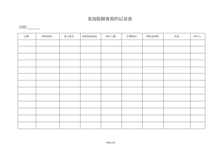 美容院顾客预约记录表