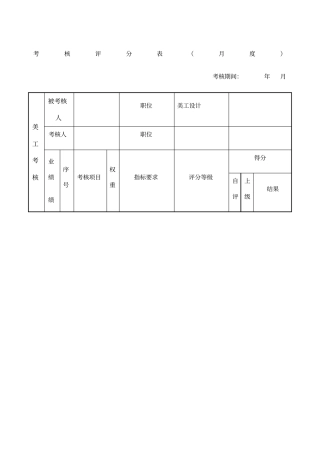 美工绩效考核表