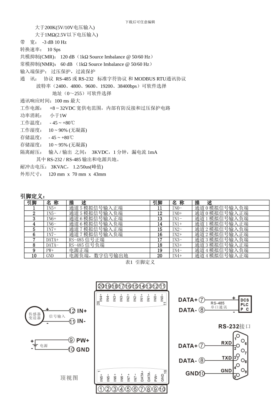 模拟信号转RS485-多通道采集-支持modbus通讯协议_第3页