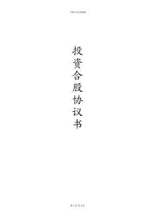 正式投资合股协议书