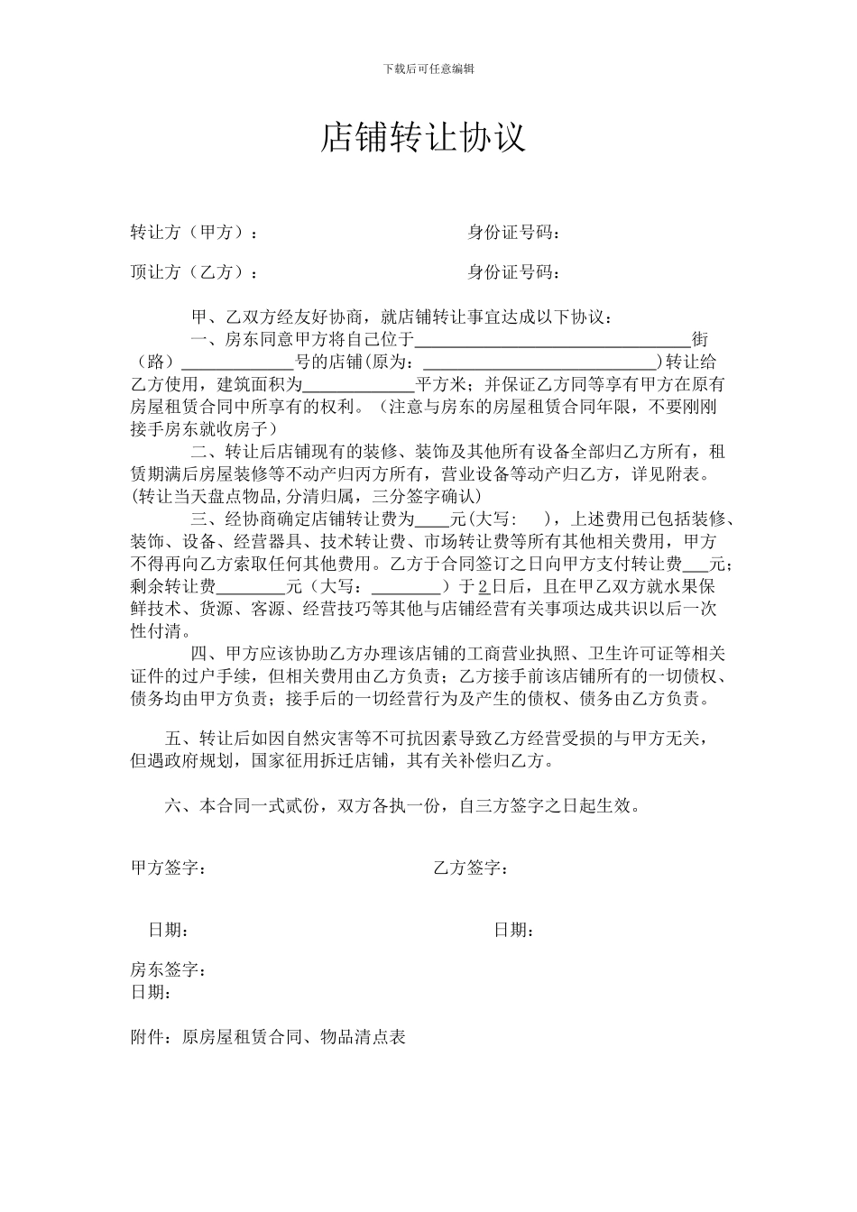 水果店面转让合同书_第1页