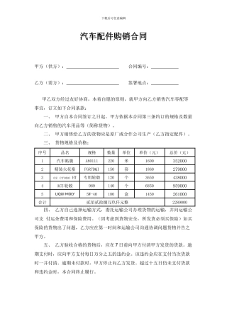 汽车配件购销合同
