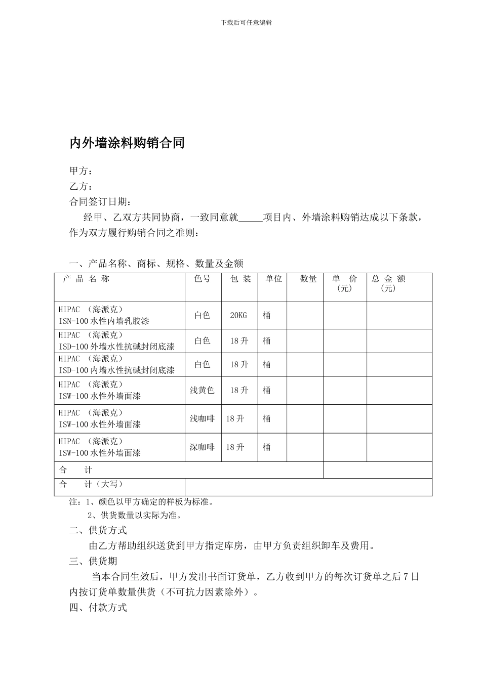 涂料购销合同范本_第1页
