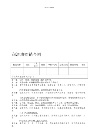 润滑油购销合同