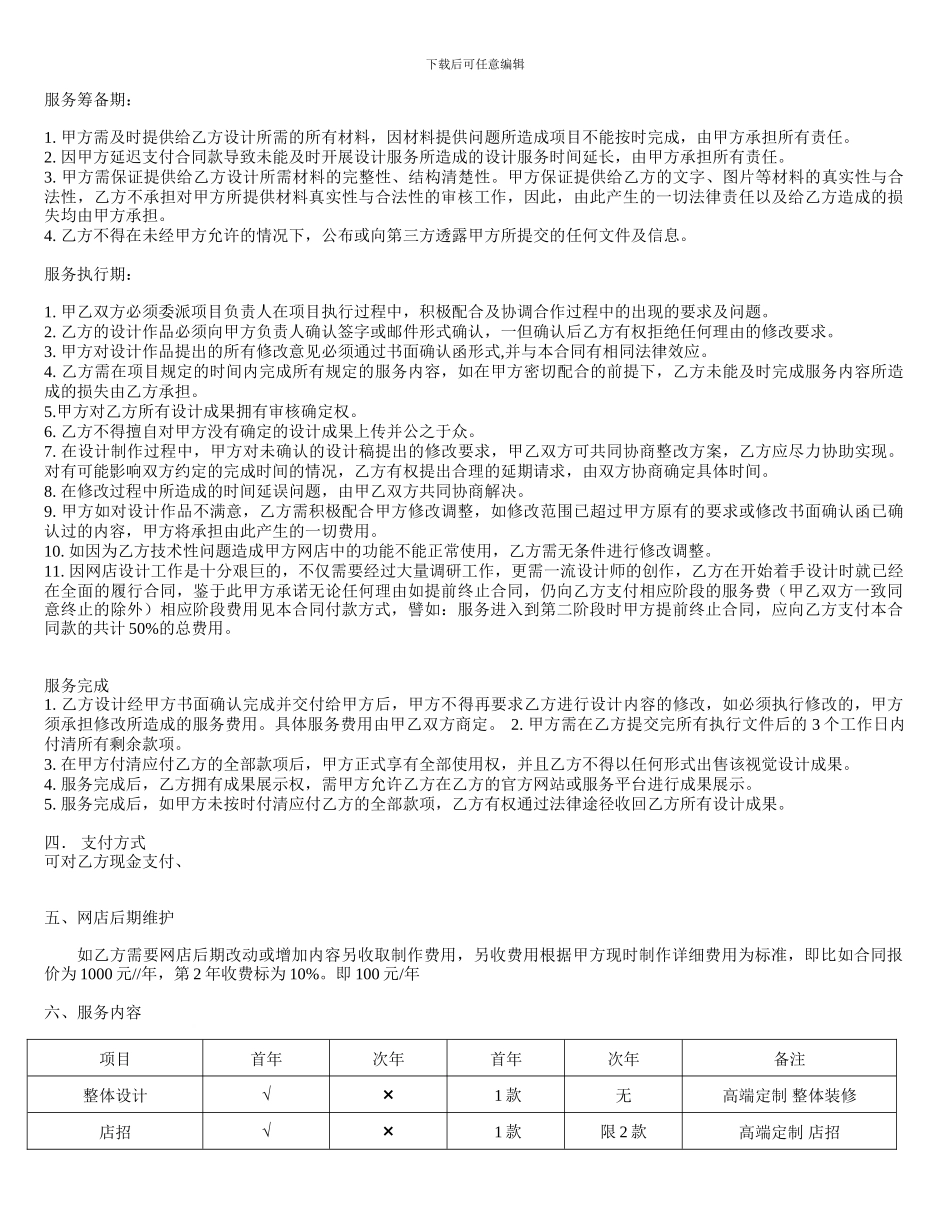 淘宝网店装修合同或协议书_第2页