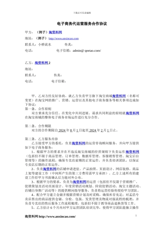 淘资料网—2024电子商务代运营tp合同书