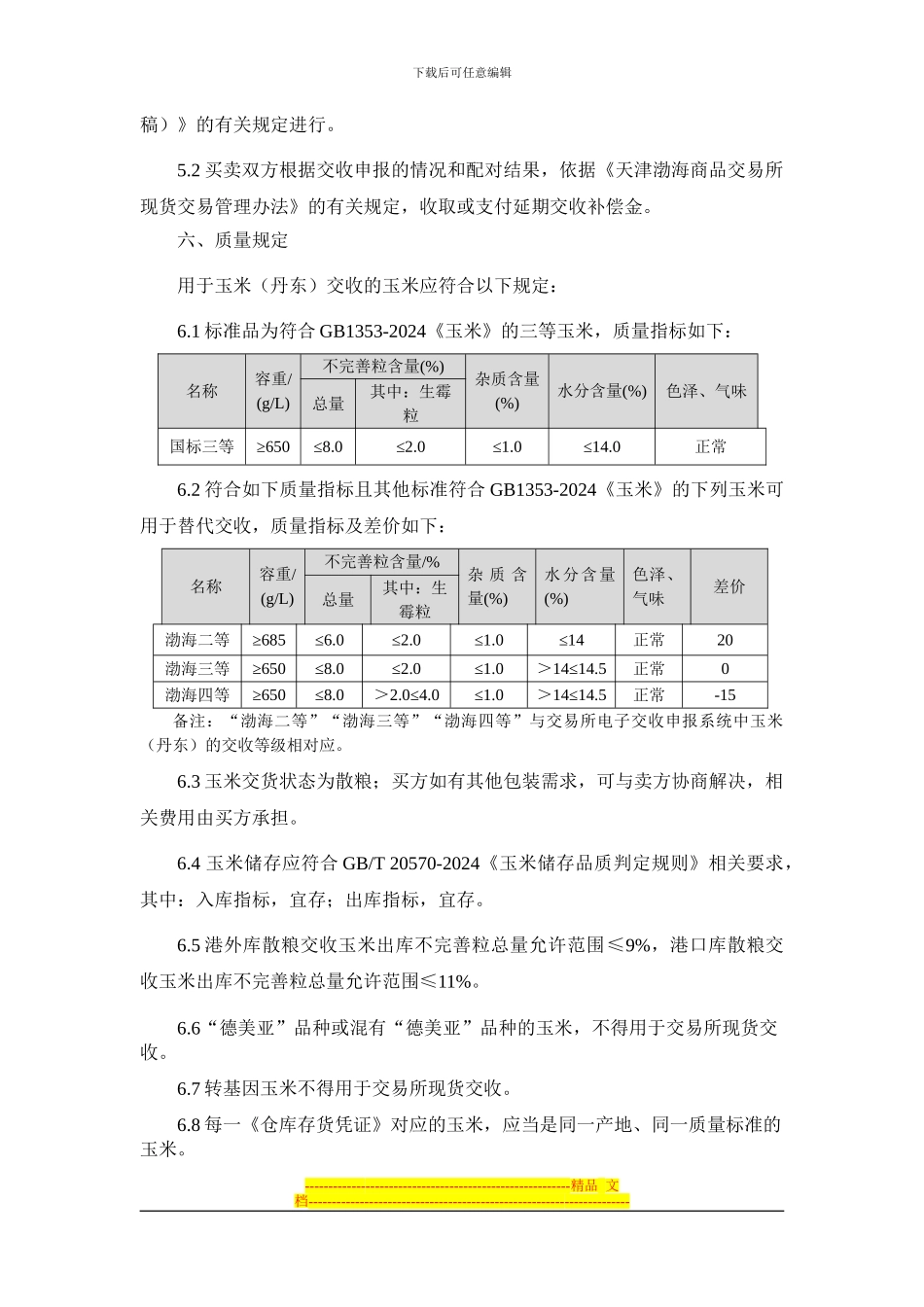 渤海商品交易所玉米现货电子交易合同_第2页