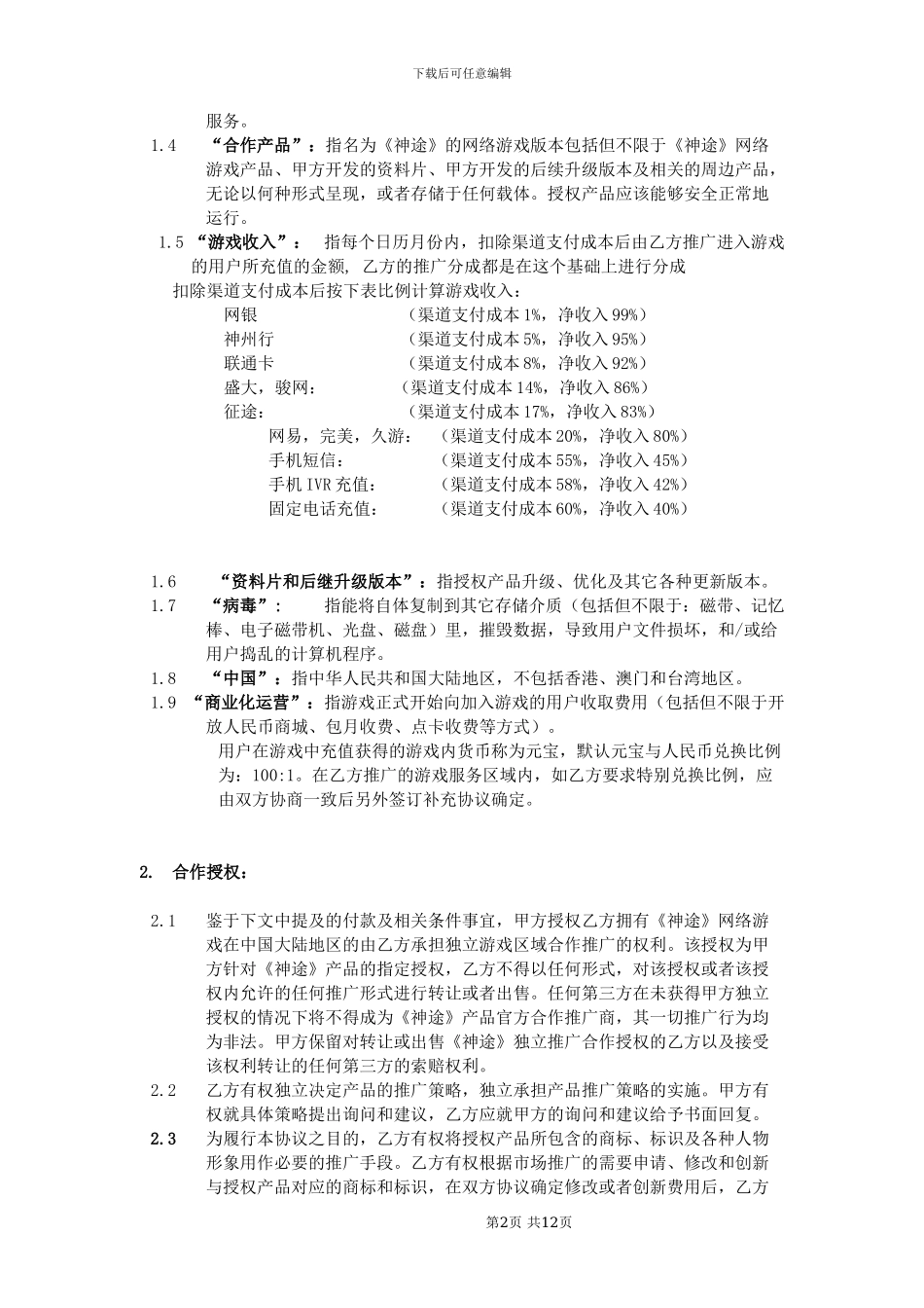 游戏软件推广合作协议_第2页