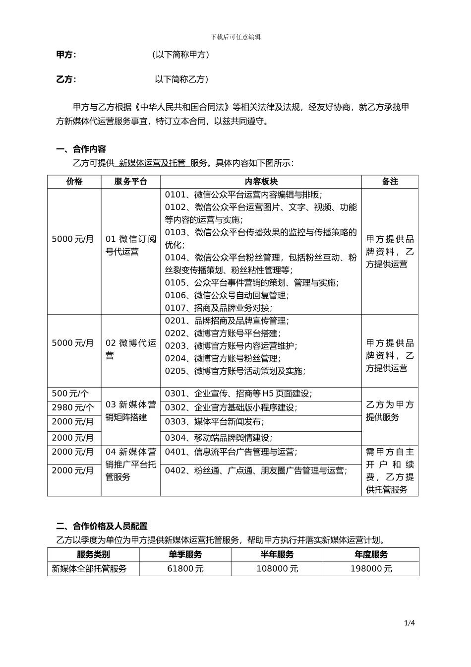 湖南晟纳达新媒体代运营协议_第2页