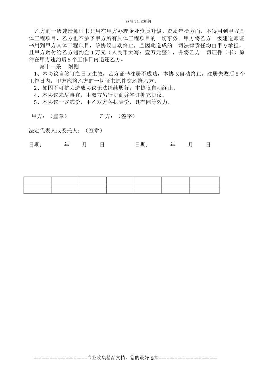 滨州初始注册协议一级建造师聘用协议书_第3页