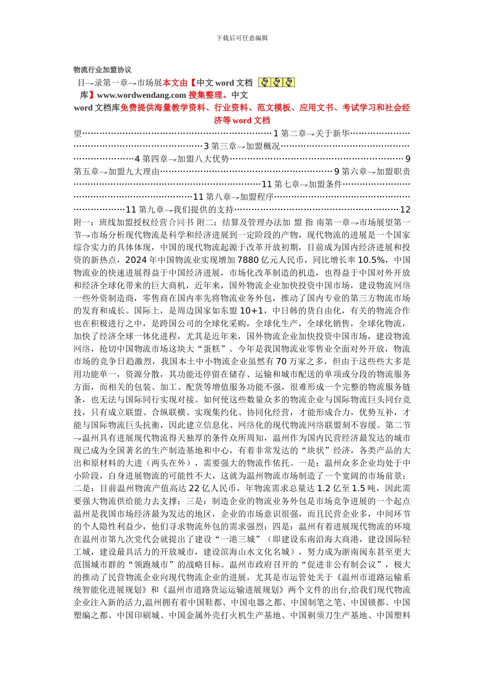 物流行业加盟协议_第1页