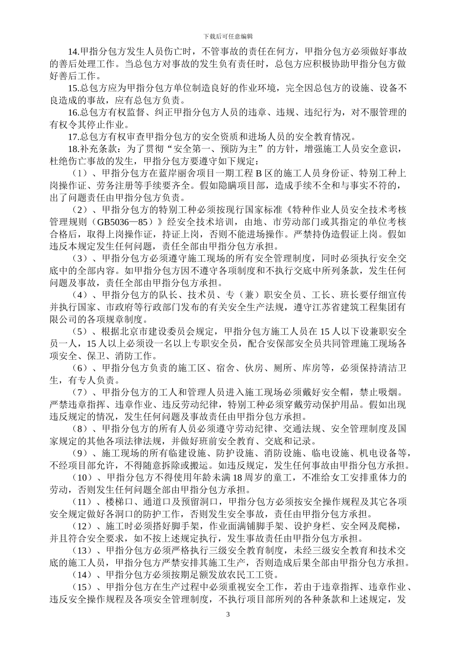 甲指分包安全管理协议书_第3页