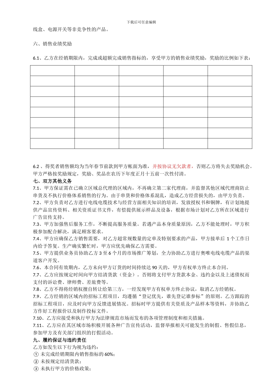 电线电缆产品代销合同模板_第3页