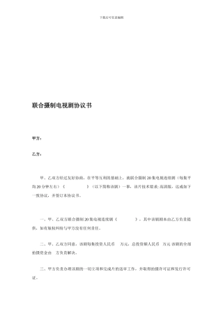 电视剧合作协议