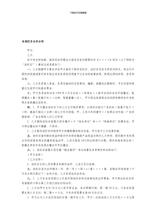 电视栏目合作合同