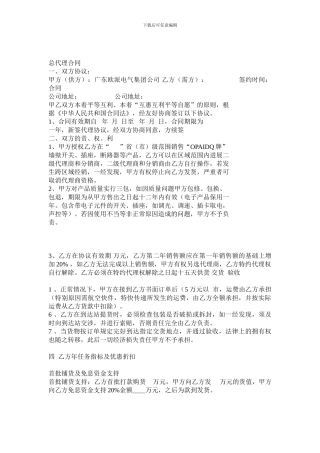 省、市级总代理合同