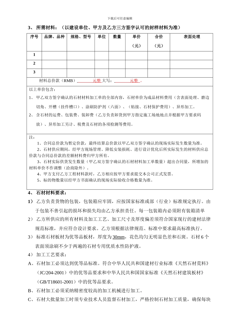石材材料采购合同范本_第2页