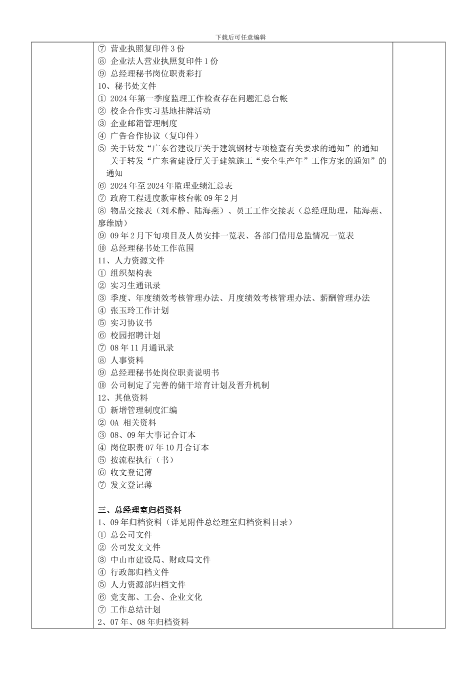 秘书处工作交接表_第3页