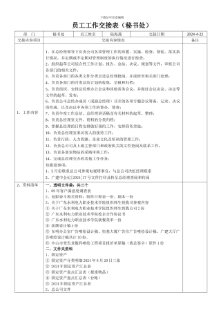 秘书处工作交接表
