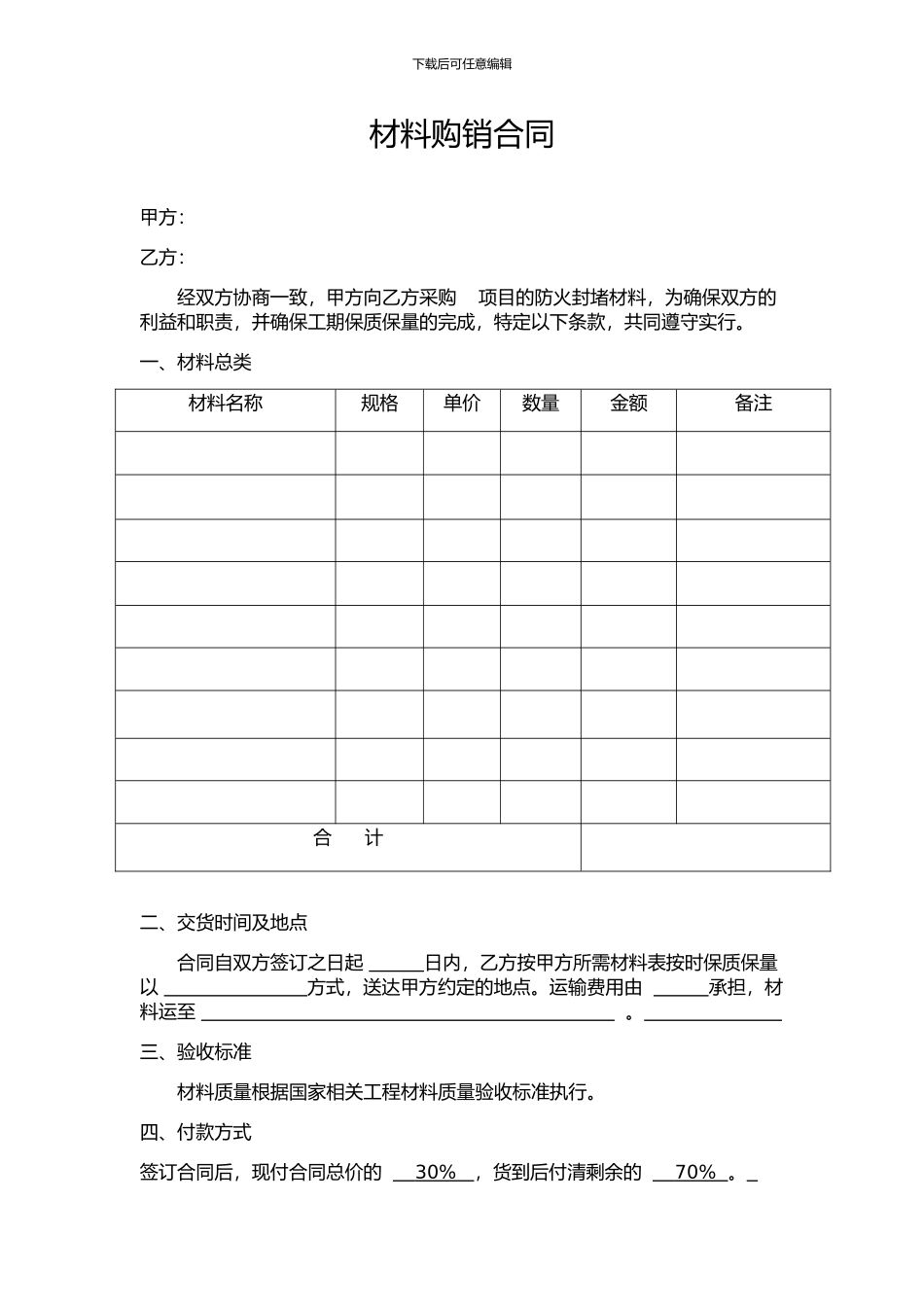 简易材料购销合同_第1页