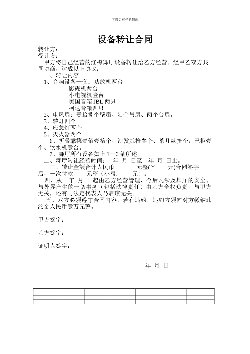 红梅舞厅转让合同_第1页