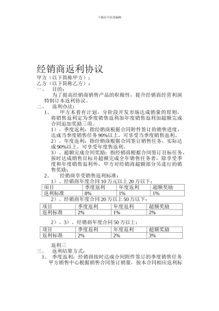 经销商返利协议
