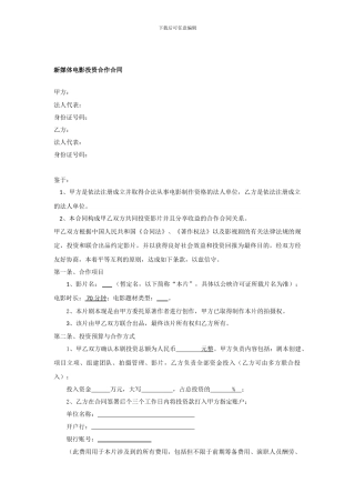 网络大电影投资合作合同