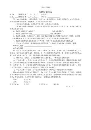 老年人再婚婚前协议