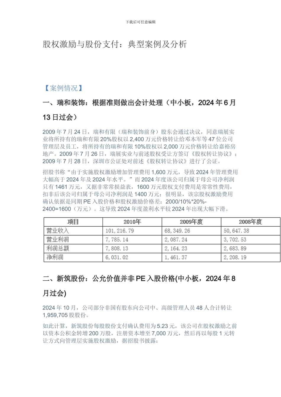 股权激励与股份支付：典型案例及分析_第1页