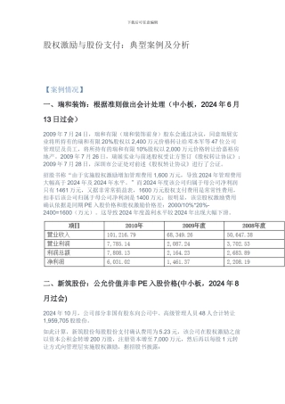 股权激励与股份支付：典型案例及分析