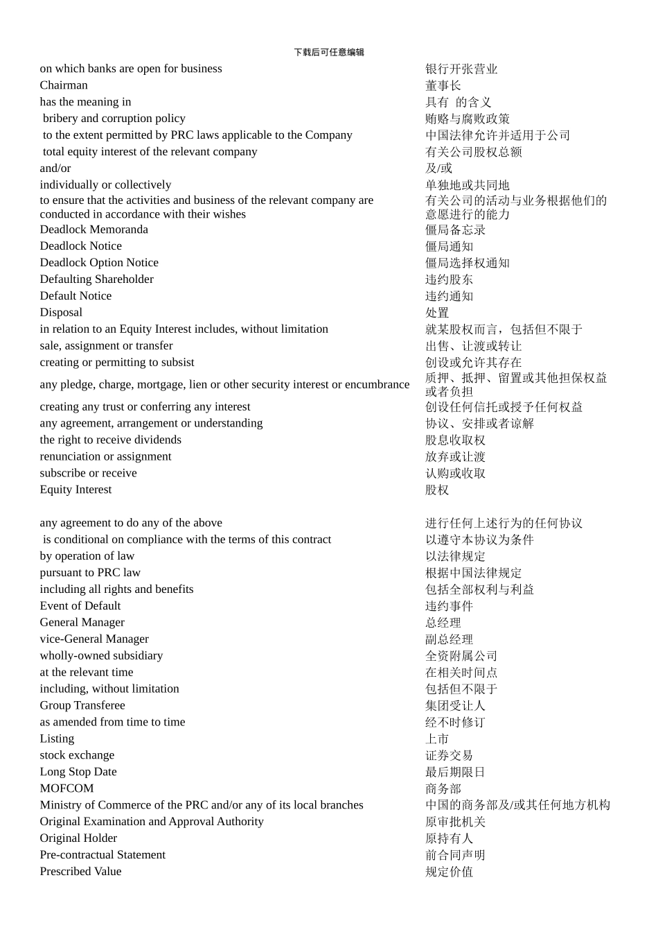 股权转让合同术语中英对照_第3页