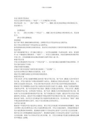 自定义软件开发协议