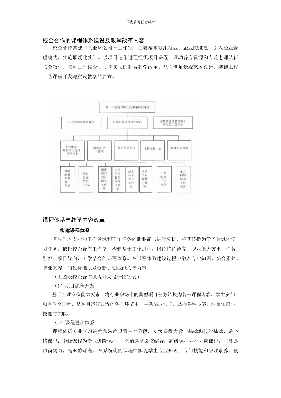 苏州工艺美术职业技术学院校企合作的课程体系建设及教学改革内容_第1页