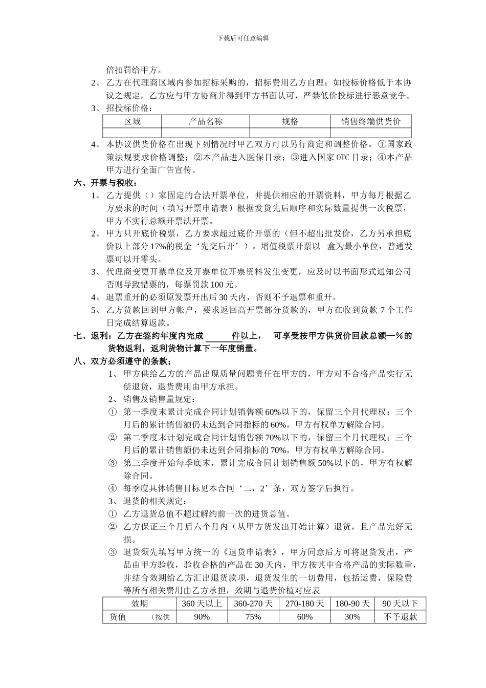 药品产品代理经销合同书_第3页