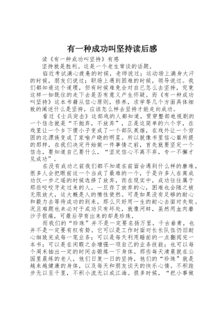 有一种成功叫坚持读后感