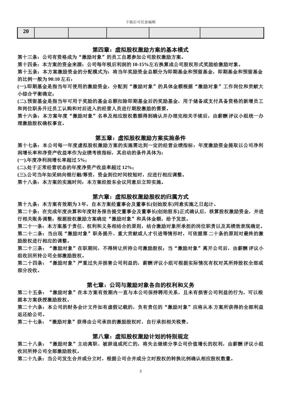 虚拟股权激励方案_第3页