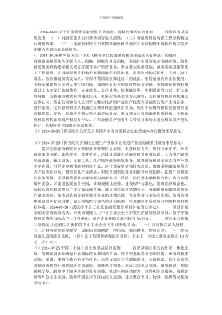 融资租赁行业政策汇总