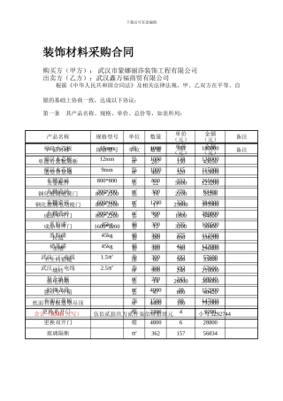 装饰材料采购合同样本