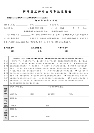 解除合同审批流程表2024修改