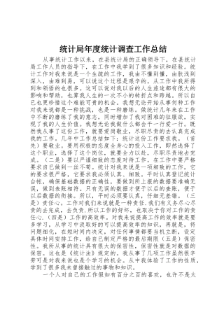 统计局年度统计调查工作总结