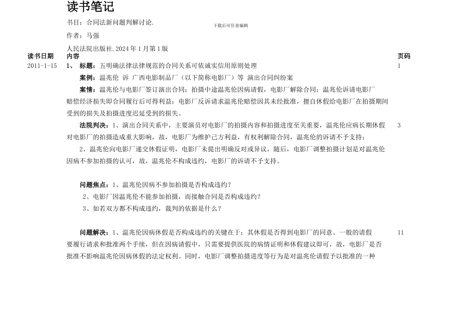 读书笔记：合同法新问题判解研究_第1页