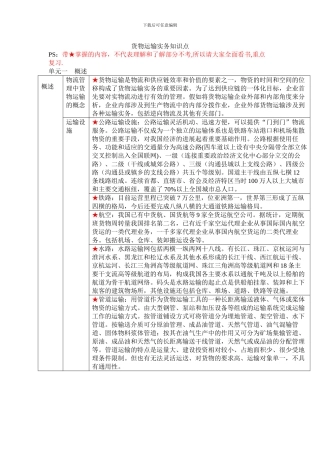 货物运输实务知识点