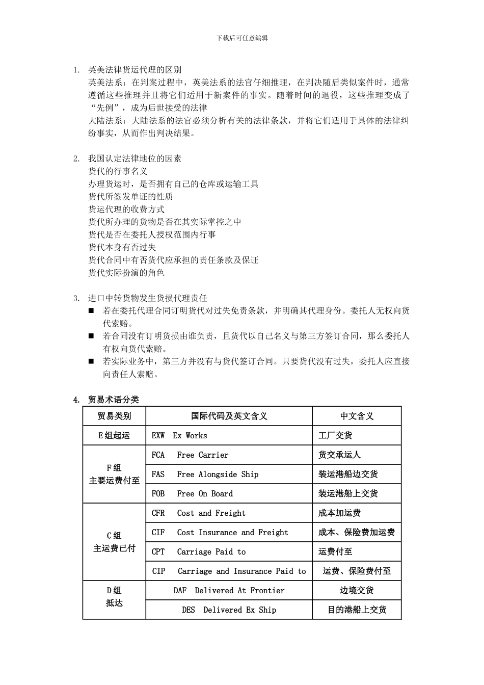 货运代理期末复习重点_第1页
