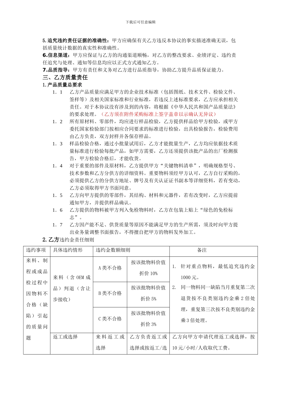 质量保证协议(炊具公司2024新修订)_第2页