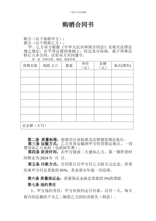 购销合同书模板