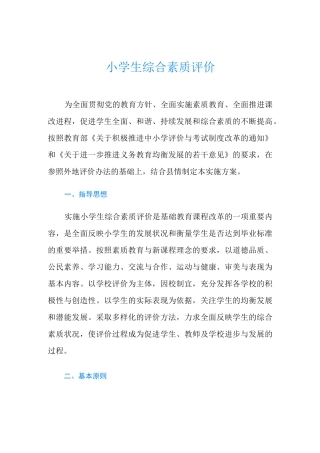 小学生综合素质评价