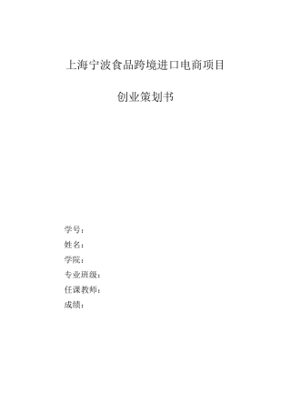 跨境电商创业规划书