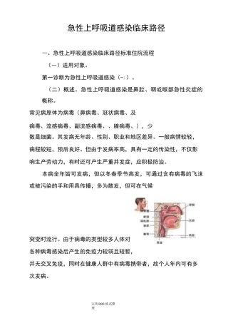急性上呼吸道感染临床路径
