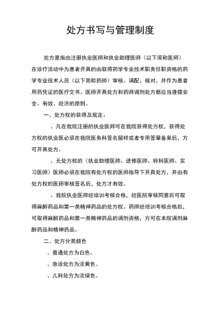 处方书写与管理制度