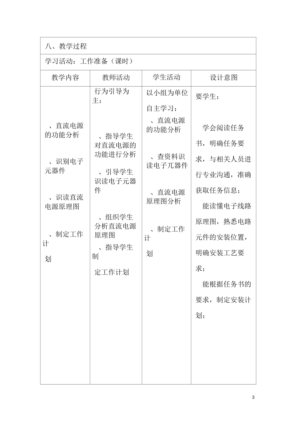 直流电源安装一体化教案样表_第3页